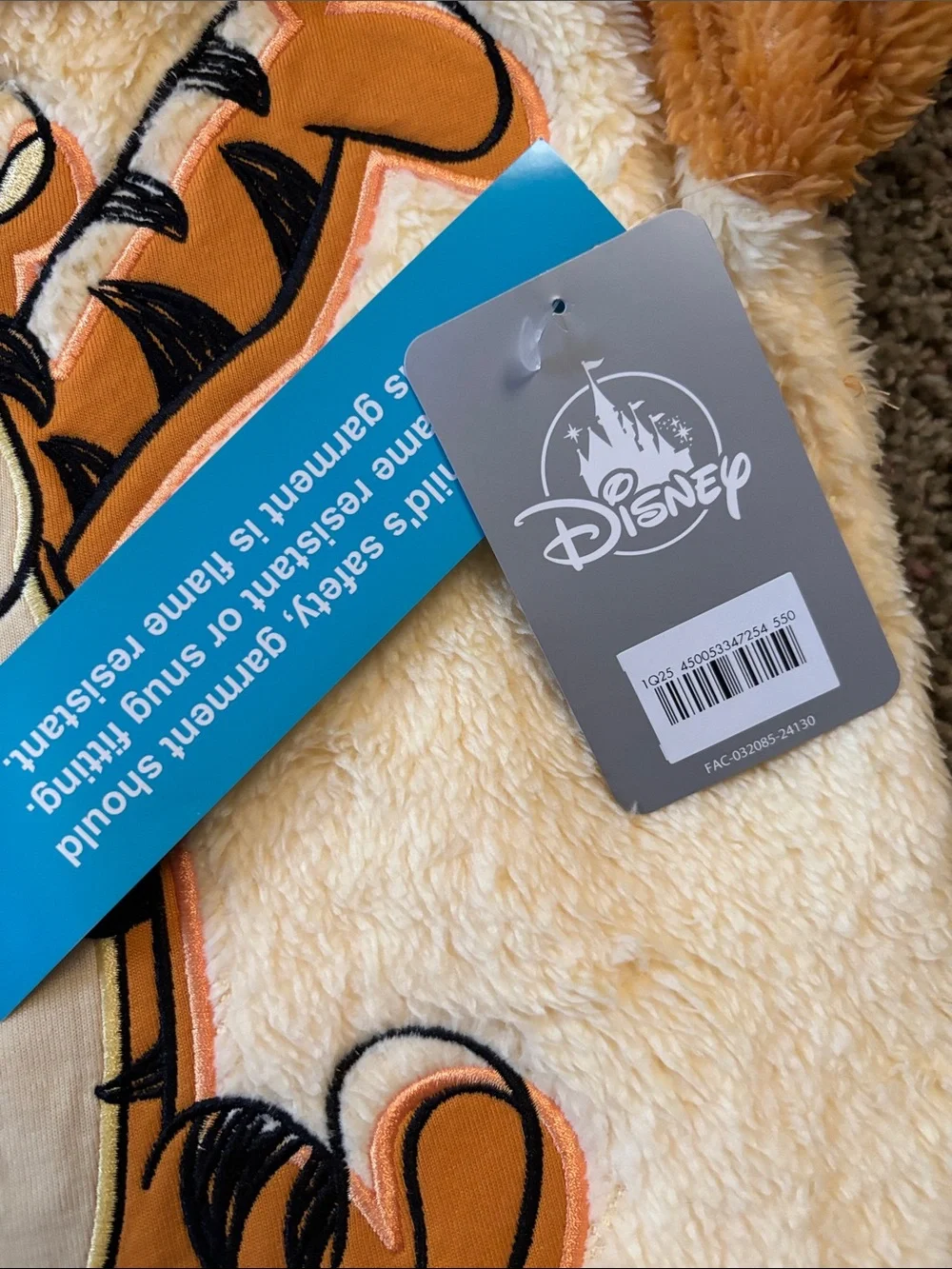 Disney Winnie the Pooh Tigger Kids Fuzzy Two-Piece Pajama Costume - Sz 5/6 NWT
